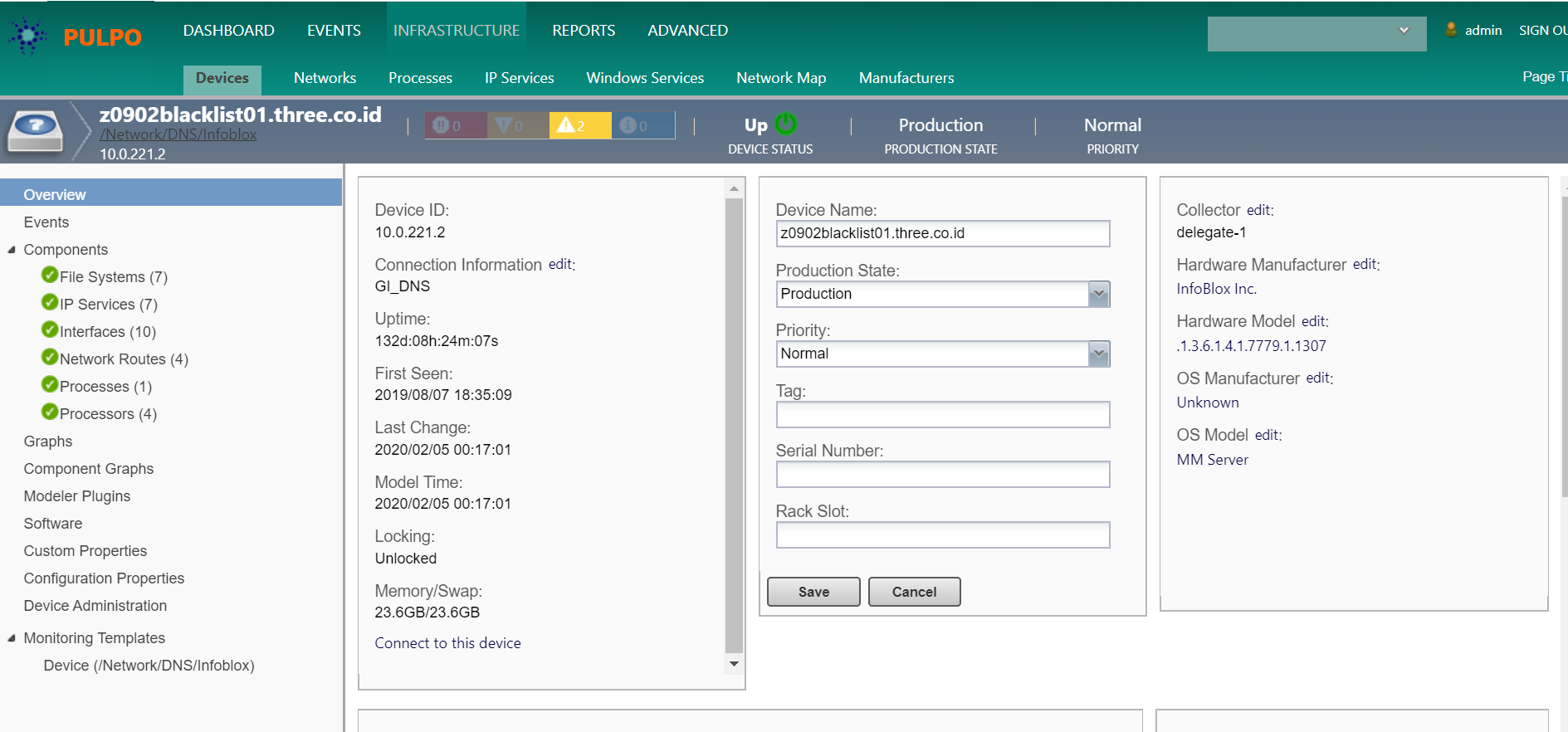Pulpo monitoring system infrastructure
